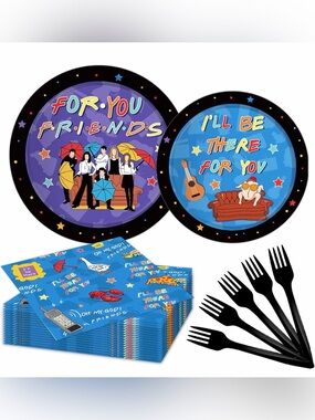 🇺🇸 Sale Friends TV Theme Party Paper Plates & Napkins Set -Serves 24 Guests